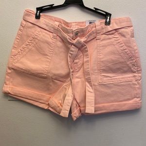 NWT Style & Co utility belted pink denim shorts size 14.